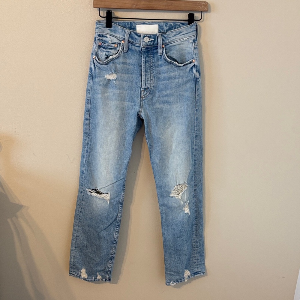 Mother The Tomcat Straight Leg Distressed Jeans